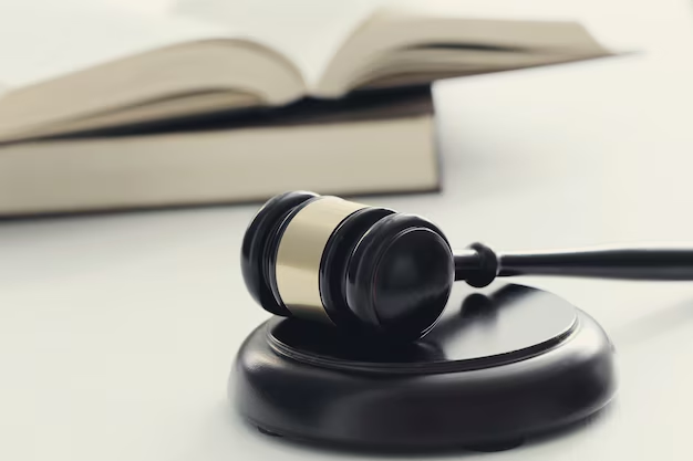 A wooden gavel near books